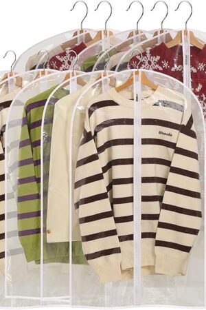 All Clear Garment Bags for Hanging Clothes, 40" Suit Bags for Closet Storage, Plastic Dustproof Suit Cover Bags, Clothes Protectors Bag with zipper for Coats, Jackets, Shirts（10 Packs）