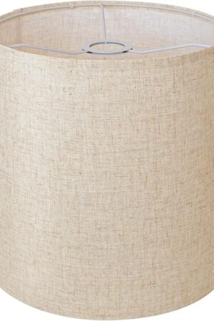 Beige Linen Tall Drum Lampshade, 11" Top x 11" Bottom x 12" High Lamp Shade, Lamp Shade Replacement for Table and Floor Lamps, Pendant Light，Handcrafted Lampshade，Easy Assembly