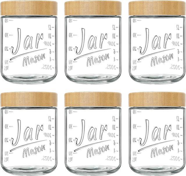 6-Pack Overnight Oats Containers with Bamboo Lids, 16oz Airtight Glass Meal Prep Jars for Oatmeal, Yogurt, Parfaits, Chia Pudding, Leakproof Mason Jars for Overnight Oats & Food Storage