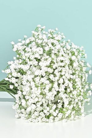Yastouay Babys Breath Artificial Flowers, 6Pcs Fake White Babys Breath Flowers Artificial Bulk, Real Touch Faux Babies Breath Gypsophila Bouquet for Wedding Floral Arrangement Party Decor