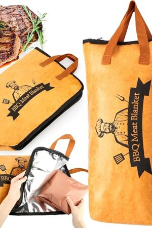 BBQ Blanket for Resting Meat,Smoker Meat Resting Blanket, Reusable Smoker Grilling Meat Insulated Resting Bag with Wide Mouth for Large Brisket/Beef/Pork Shoulders/Turkeys (BBQ Blanket 21in)