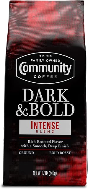Community Coffee Dark & Bold Intense Blend, Dark Roast Ground Coffee, 12 Ounce Bag (Pack of 1)