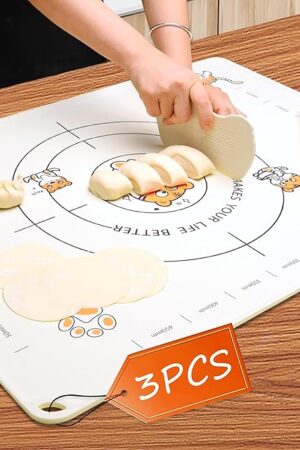 28x20 Inch Extra Thick Silicone Pastry Board, Silicone Baking Mat with Measurements, Non-slip Silicone Mat, Kneading Counter Mat, Non-Stick Dough Mat with Edge Heightening