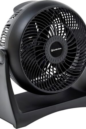 Comfort Zone Table Fan, 8 inch, 3 Speed, Personal Fan, Electric, Wall Mountable, 180 Degree Adjustable Tilt, Tabletop Fan, Desk Fan, Airflow 7.91 ft/sec, Ideal for Home, Bedroom & Office, CZHV8T