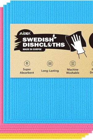 AIDEA Swedish Dish Cloth, 10PK, Swedish Dishcloths for Kitchen, Reusable Paper Towels Washable, Sponge Cloths Kitchen, Absorbent Dish Rags, Dish Towels Cloth, 7"x6"