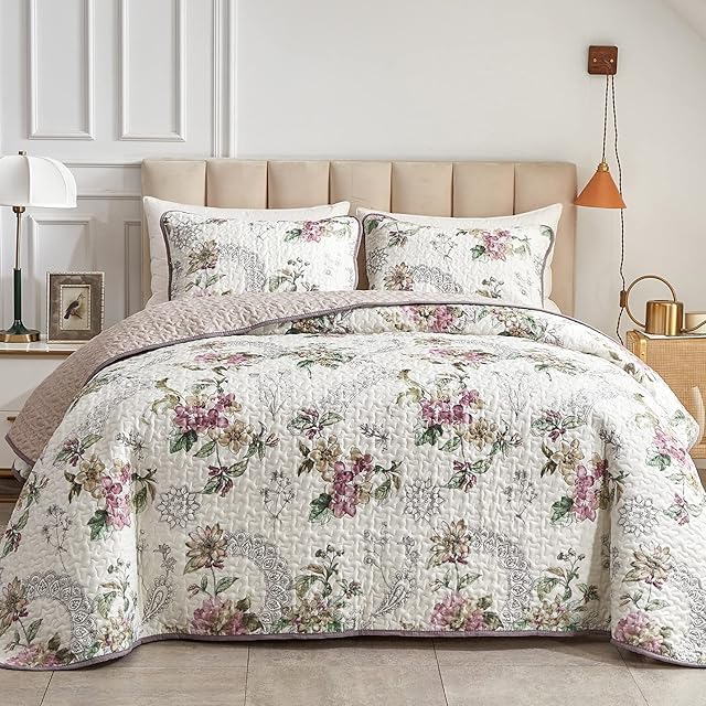 3 Pieces Reversible Quilt Set Bedspread Coverlet Set