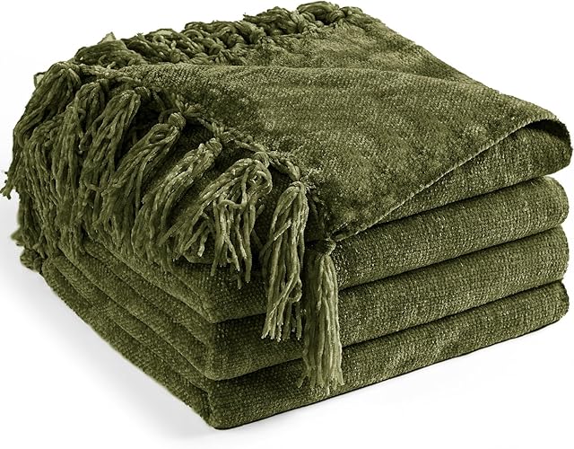 Chenille Throw Blanket 50"X 60" Olive Green
