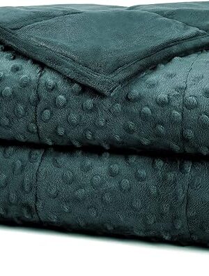 Alomidds Weighted Blanket for Adults (60"x80",15lbs Queen Size - Green), Cooling Breathable Soft and Comfort Minky, Heavy Blanket with Glass Beads