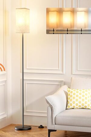 Ambimall Floor Lamps 9W Beige Lampshade Black