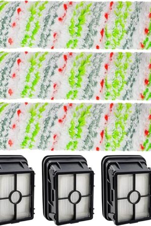 Crosswave Brush Roll Replacement and 1866 Replacement Filters for Bissel CrossWave 2306A CrossWave 1785 Series Vacuum (3 Pack 2460 Multi-Surface Brush Rolls & 3 Pack 1866 Vacuum Filters)