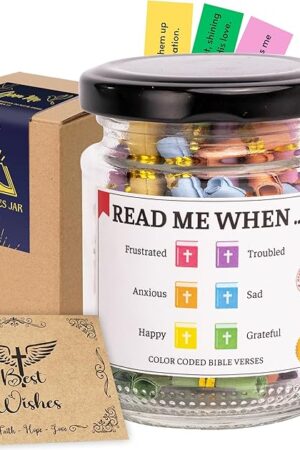 Bible Verse Jar, 92 Hand-Rolled Scripture Scrolls, Christian Gifts for Women, Birthday Gifts for Women, Inspirational Gift for Mom, Teachers, and Graduation