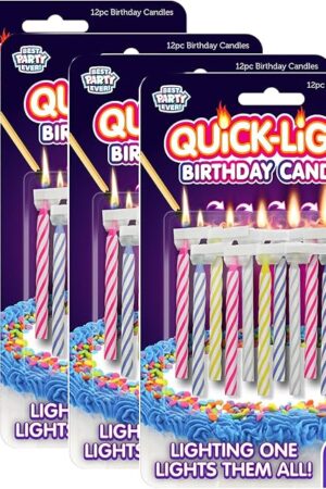 BEST PARTY EVER! Quick Light Birthday Candles - Amazing Chain Reaction - Lighting One Candle Lights Them All - Multi-Color - Great for Birthdays and More - 4-Pack (48 Candles)