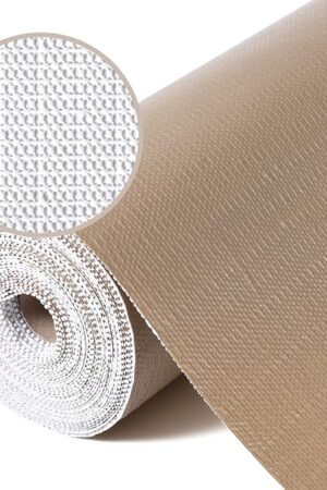 Drawer Liner, Shelf Liners for Kitchen Cabinet Waterproof & Oil-Proof Cupboard Liner Non-Slip Drawer Mat PVC Material Non Adhesive Kitchen Liner for Countertop Beige 11.8 x 59 Inches
