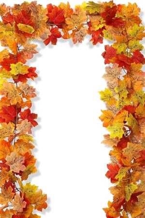 13FT Fall Leaf Garlands 2 PCS Fall Garland for Mantle Thanksgiving Fall Decoration for Home Artificial Autumn Garlands Thanksgiving Outdoor Decor