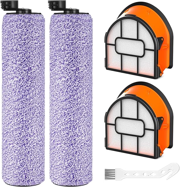 WDB1F2 Replacement Brushroll & Filter Bundle Compatible with Shark Hydrovac WD101 WD201 WD100 WD200 AW201 WD200C WD201C WD101C HydroVac XL 3-in-1 Vacuum Cleaner,Compare Parts WDB1, WDB2, WDFF1, WDFF2