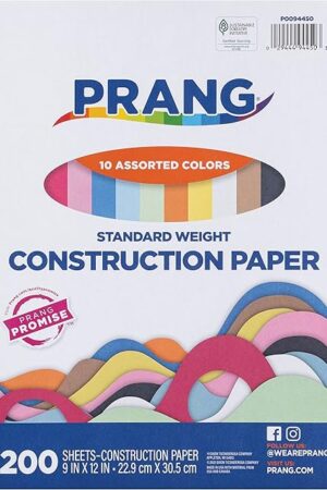 The Prang (Formerly Art Street) Standard Weight Construction Paper, 10 Assorted Colors, 9" x 12", 200 Sheets