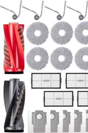 28 Pack Accessories for Roborock Saros 10R / Qrevo CurvX Vacuum Robot, Replacement 4 Main Brushes 6 Mop Pads 6 Dust Bags 6 Sidebrushes 4 Filters 1 Cleaning Brush 1 Screwdriver