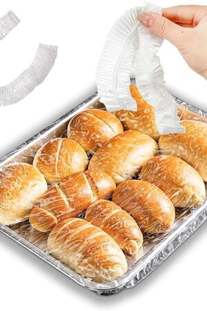 50PCS Elastic Plastic Baking Pan Covers Disposable Half Sheet Cover Transparent Pan Cover Reusable Baking Sheet Liner for Baking Sheets Cookie Trays Bbq Meal Prep Suitable for Up to 13 * 18inches