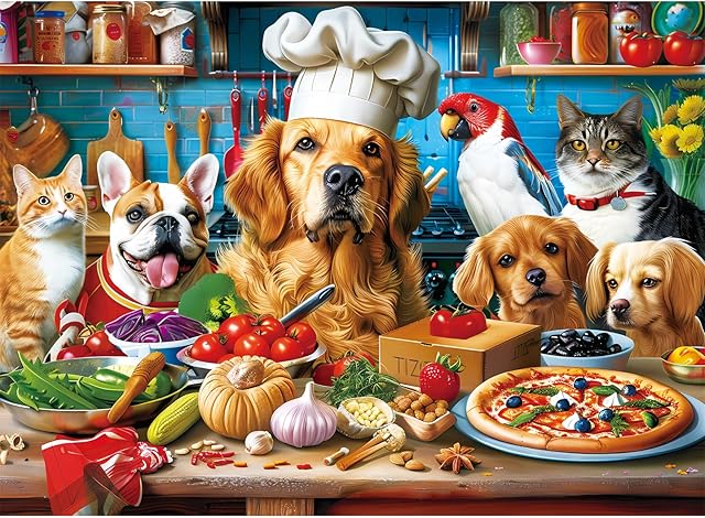 The 500 Piece Puzzles for Adults, Funny Puppy Animal Jigsaw Puzzles, Food Kitchen Jigsaw Puzzle, Animal Pet Lover Challenging Puzzles for Friends Family Activity Game Nights Gifts, 20.5×15 in