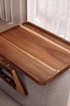 Acacia Wood Couch Arm Tray,Folding Sofa Armrest Tray,Couch Arm Table Clip-On Couch Desk for Drinks, Snacks,Phone,Remote Control