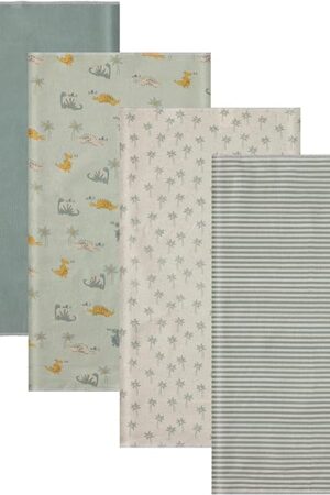 Cudlie 4 Pack Receiving Blankets: Ultra-Soft Essentials for Baby Boys and Girls, Swaddling, Cuddling and Nursing. Multipack for Infants, Newborns and Babies. Perfect for Baby Showers and Everyday
