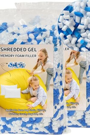 10lbs Shredded Gel Memory Foam Filling for Bean Bag Chair, Real Memory Foam Stuffing for Cooling Pillow, Couch, Pouf Beanbag Chair, Dog Bed, Cushion, Art Crafts