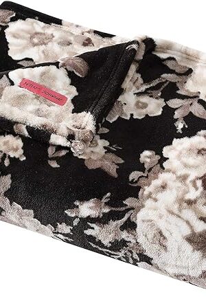 Betsey Johnson Blanket Ultra-Soft Plush Vintage Floral Black King