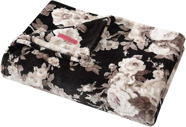 Betsey Johnson Blanket Ultra-Soft Plush Vintage Floral Black King