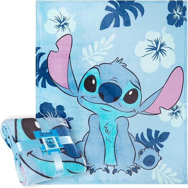 Disney Stitch Throw Blanket Soft Fleece Blanket Bedroom Accessories 59 x 51? (Light Blue Stitch)