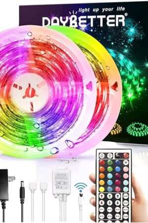 DAYBETTER Led Strip Lights Waterproof, 32.8ft(2 Rolls of 16.4ft) Led Tape Lights Color Changing 300 LEDs Light Strips Kit with 44 Keys Ir Remote Controller and 12v Power Supply for Indoor Outdoor Use