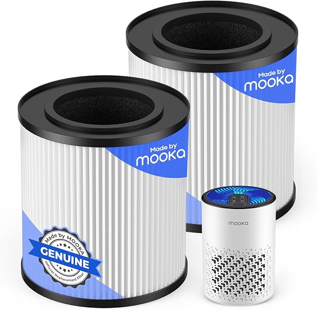 MOOKA Genuine KJ067L Air Filter Replacement, KJ067L Air Purifier Filters, 3-in-1 High-Efficiency Activated Carbon for Wildfire, Pet Dander, Smoke, Odor, Dust, 2 Pack