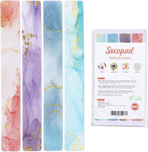 Anti Slip Colorful Shower Strips 24 PCS Bathtub Strips Adhesive Decals for Bath Tub Shower Stairs Ladders