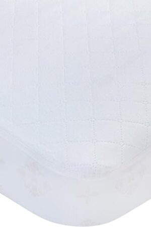 Carters Waterproof Fitted Crib Mattress Pad and Toddler Crib Mattress Protector - Baby Crib Mattress Cover - Protective Sheet for Boys and Girls Bedding Sets White