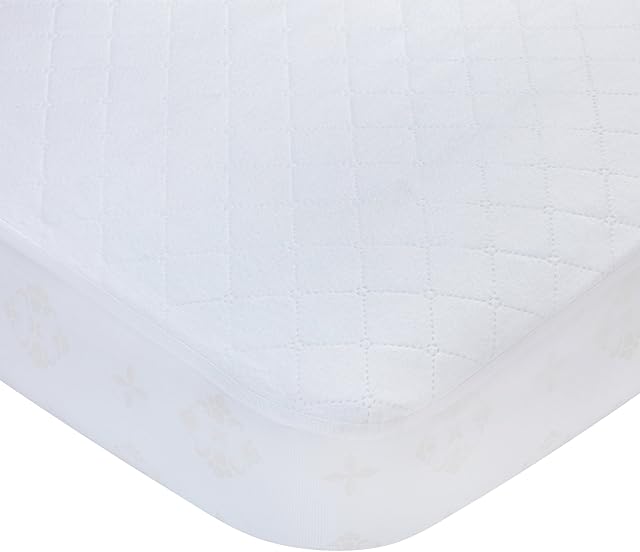 Carters Waterproof Fitted Crib Mattress Pad and Toddler Crib Mattress Protector - Baby Crib Mattress Cover - Protective Sheet for Boys and Girls Bedding Sets White