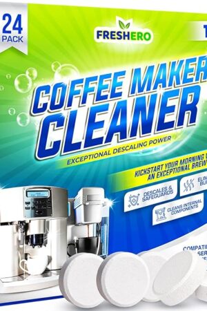 Coffee Machine Descaler & Cleaner Tablets - 24 Count, Uses for Keurig, Breville, Miele, Delonghi, Ninja, Nespresso, Coffee Maker Pot cleaning Tabs, Descale Drip Coffee & Espresso Machines