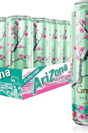 AriZona Green Tea with Ginseng and Honey - Big Can, 22 Fl Oz (Pack of 12)
