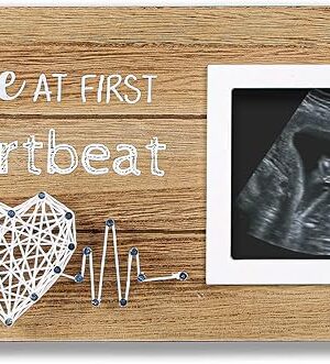 VILIGHT New Mom Gifts - Pregnancy Announcements Baby Gender Reveal Gifts - Love At First Heartbeat Sonogram Picture Frame for Standard 4" x 3" Ultrasound Photo