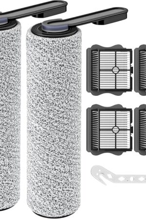 2+4 Pack S5/ S5 Pro Brush Roller and HEPA Filter Set Compatible with Tineco Floor ONE S5/ Floor One S5 Pro Cordless Wet Dry Vacuum Cleaner, 2 Pack Brush Rollers + 4 Pack Vacuum HEPA Filters