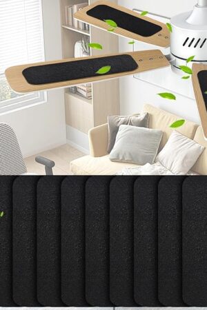 10-Pack Ceiling Fan Filters for Blades – Activated Coconut Shell Carbon Ceiling Fan Blade Filters, Odor, and Pet Dander – Universal Fit Stick-On Fan Filter Pads for Cleaner Indoor Air, Unscented