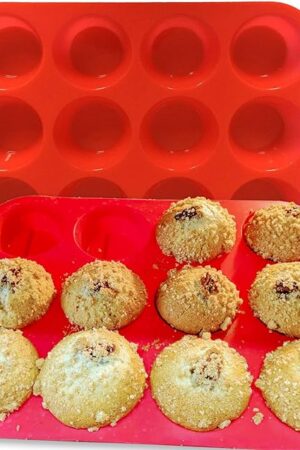 2PCS Thicken-12 Cup Silicone Muffin Pan - Cupcake Baking Pan Great for Making Muffin Cakes, Tart, Bread -Non - Stick Silicone Mold/Dishwasher - Microwave Safe
