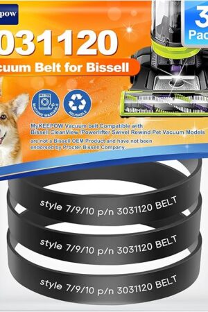 3031120 Belts for Bissell Vacuum Style 7 9 10 12 14 16, Vacuum Belt Compatible with Bissell Vacuum Cleaner Model 2252 Series, 3 Pack