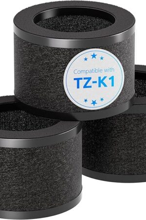3 Pack TZ-K1 HEPA Replacement Filter Compatible with FreAire KN6391, ToLife TZ-K1, and AROEVE MK01 MK06 Purifier, Black