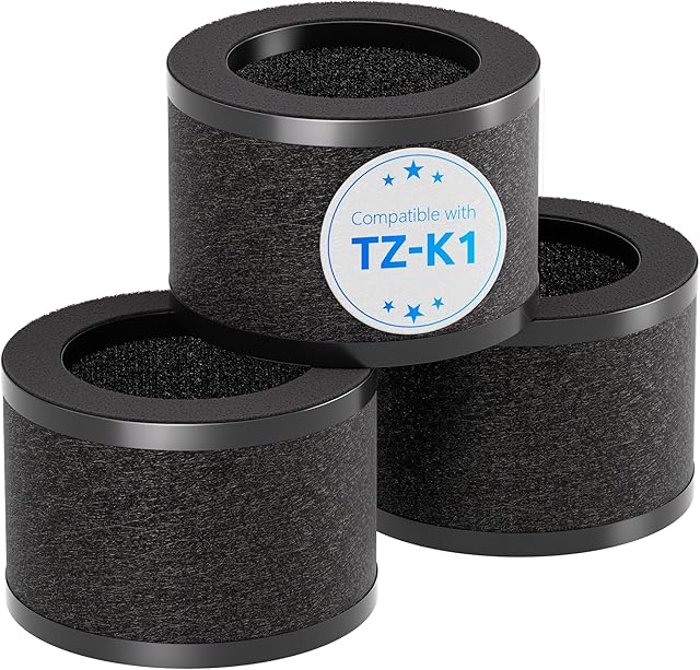 3 Pack TZ-K1 HEPA Replacement Filter Compatible with FreAire KN6391, ToLife TZ-K1, and AROEVE MK01 MK06 Purifier, Black