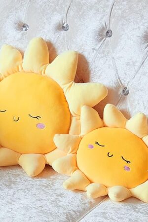 2 Pcs Plush Sofa Cushion Cute Stuffed Sun Shaped Floor Pillow Car Throw Pillow Soft Toy for Kids Women Girls Bedside Home Decoration 13.7 Inch, 23.6 Inch