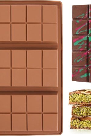 1 Inch Deep Chocolate Bar Mold, 3 Cavity Large Dubai Chocolate Molds, Thick Candy Bar Mould for Filling（1 Pack）