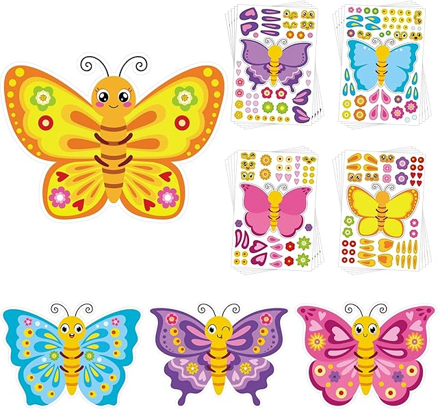 The Hedeey 20 Sheet Spring Butterflies Stickers Craft Kits, Make Your Own Butterfly Stickers for Spring Party Favors Games Supplies. (Butterly Cute)