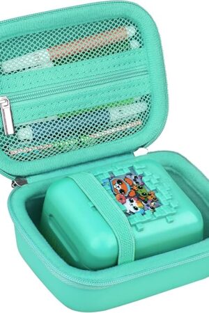 The RAIALL Hard Case for Bitzee Disney Interactive Toy/Bitzee Magicals Toy/Bitzee Toy Digital Pet for Kids, Electronic Pets Travel Storage Bag Box Holder, Mesh Pocket fits Batteries, Green