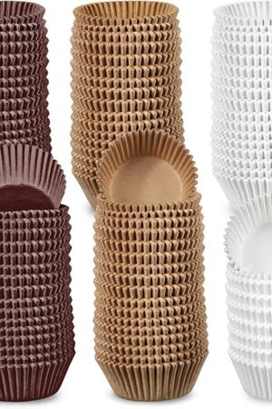 Zonon 1000 Counts Cupcake Liners for Baking Liners Paper Cupcake Wrappers Bulk Cup Cake Cases Muffin Baking Paper Cups for Candy Cooking(Brown White Nature,1.18 Inch-Mini Size)