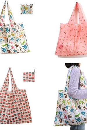 CISMARK Extra Large 50lbs Foldable Reusable Shopping Bags kitchen reusable grocery bags Washable Polyester Bags in Pocket