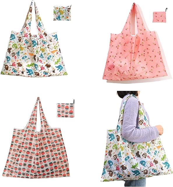CISMARK Extra Large 50lbs Foldable Reusable Shopping Bags kitchen reusable grocery bags Washable Polyester Bags in Pocket